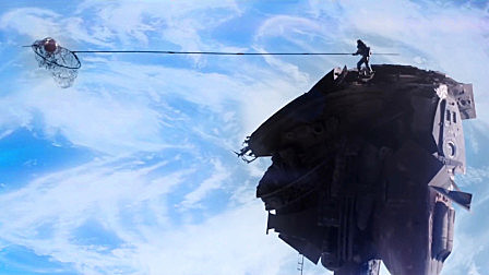 人类流浪太空，用长杆打捞太空垃圾，只...