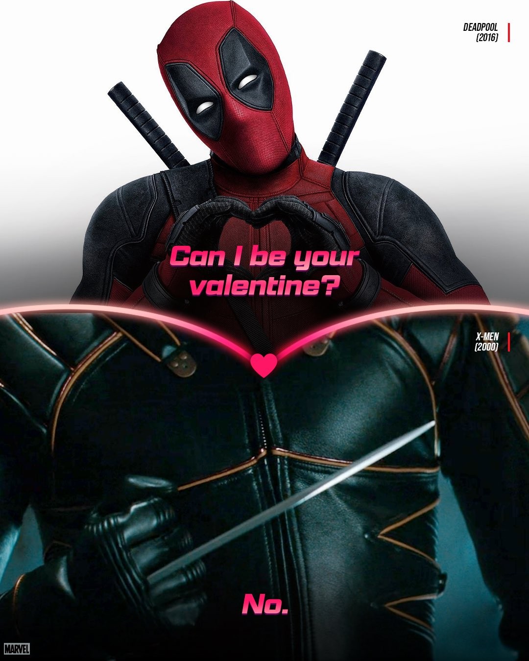 《死侍3》情人节特别版海报曝光：死侍和金刚狼默契合作