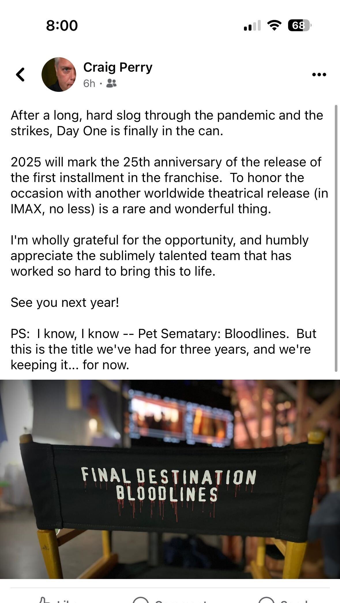 离别13年 《死神来了》系列第6部恐怖电影开拍